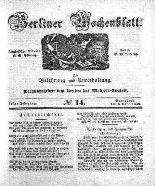 No. 14, Sonnabend, den 6. April 1839.