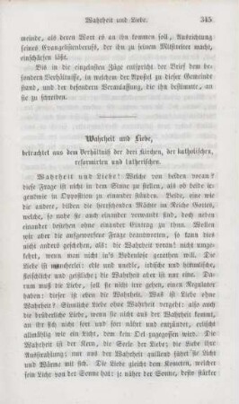 345-362 Wahrheit und Liebe, betrachtet aus dem Verhältniß der drei Kirchen, der katholischen, reformirten und lutherischen