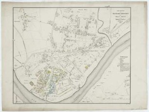 Grundriß von Neustadt-Dresden mit dem neuen Anbaue und den Scheunen-Höfen, 1:4 000, Lithographie, 1833 : Hessler, I.G.: Grundriß von Neustadt-Dresden mit dem neuen Anbaue und den Scheunen-Höfen [Maßstab ca. 1 : 4000]. Dresden 1833. 53 x 44 cm [Lithogr.]