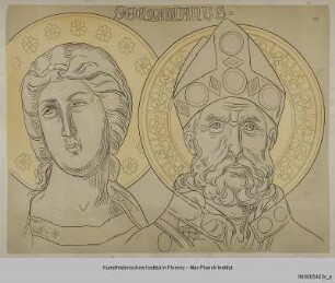 Kopf eines Engels und des Heiligen Geminianus von Modena (aus der Maestà von Lippo Memmi in San Gimignano)