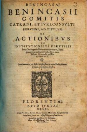 Ad titulum de actionibus in institutionibus ... interpretatio