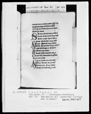 Gebetbuch des Konrad Peutinger — Initialen S und O, Folio 191recto