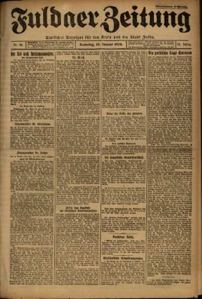 Erste Ausgabe vom Samstag, den 19. Januar 1924.