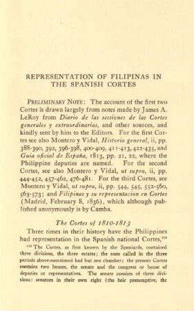 Representation of Filipinas in the Spanisch Cortes