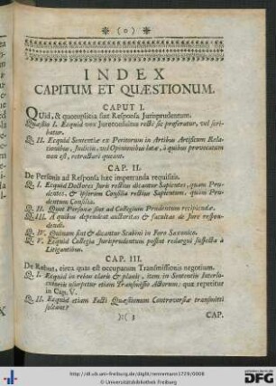 Index Capitum Et Quaestionum.
