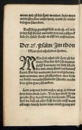 Der .25. Psalm/ Im thon Mein seel erhebt den Herren.