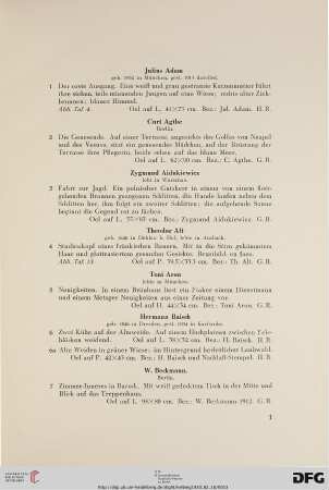 Ölgemälde, Aquarelle und Handzeichnungen neuerer Meister des 19. und 20. Jahrhunderts (Nr. 1-237)