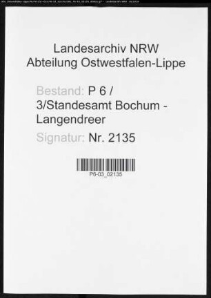 Namensverzeichnis Bochum - Langendreer, Todesfälle