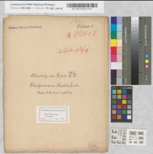 Einzelne Linien der Aachener Straßenbahn. Z.T. koloriert. Abzweigung von Linie B: Elsaßstraße-Rothe Erde
