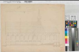Münster (Münster) Apostelkirche Längsschnitt 1858 50 rh. Fuß = 13 cm 42 x 56,5 Zeichnung Hauptner, Bauinspektor KSM Nr. 1272i