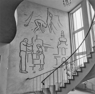 Brigade "Kurt Krenz" in Wetro : Wetro. Treppenhaus mit Wandmalereien