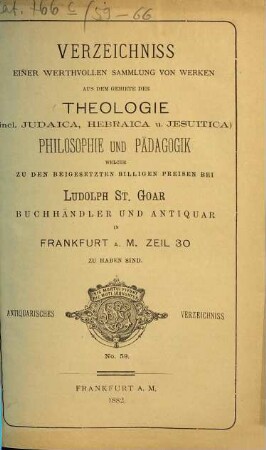 Antiquarisches Verzeichniss. 59. 1882