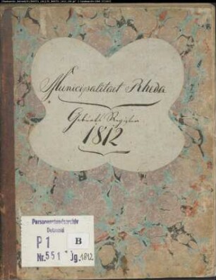 Zivilstandsregister der Gemeinde Rheda, Kreis Wiedenbrück (1812) (Gemeinde: Gemeinde Rheda)