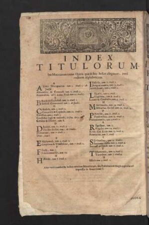 Index Titulorum.