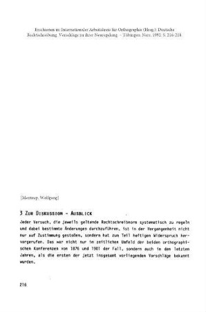 Zur Diskussion - Ausblick