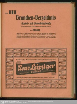 Teil III. Berufsklassen und Gewerbebetriebe : Teil III. Branchen-Verzeichnis
