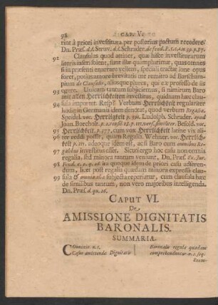 Caput VI. De Amissione Dignitatis Baronalis.