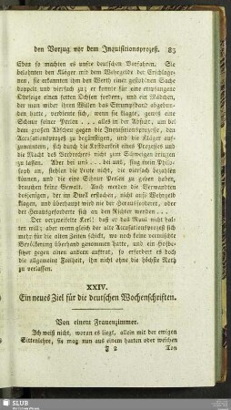 XXIV. Ein neues Ziel für die deutschen Wochenschriften