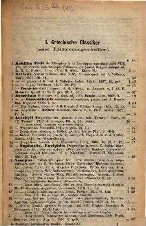Bibliotheca Philologica : Classische Philologie u. Alterthumskunde, Neulateiner, Gelehrtengeschichte, lateinische und griechische Sprichwörter- und Sentenzen-Sammlungen, Portraits berühmter Philologen, orientalische Sprachen