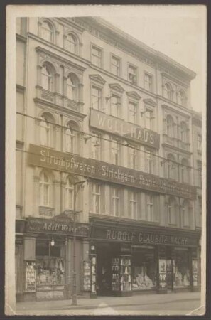 Ansichtskarte "Woll-Haus" an der Dresdener Straße