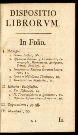 Dispositio Librorum.