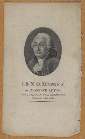 Bildnis des Jean-Baptiste-Nicolas-Denis d' Après de Mannevillette