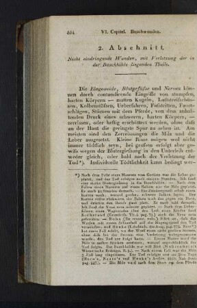 2. Abschnitt. Nicht eindringende Wunden, mit Verletzung der in der Bauchhöhle liegenden Theile.