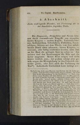 2. Abschnitt. Nicht eindringende Wunden, mit Verletzung der in der Bauchhöhle liegenden Theile.