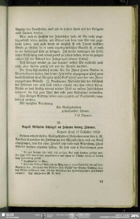 August Wilhelm von Schlegel an Johann Georg Zimmer, Coppet, 17.10.1809
