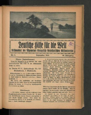 Nr. 9. September 1916. 32. Jahrgang