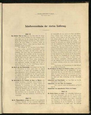 Inhaltsverzeichnis der vierten Lieferung