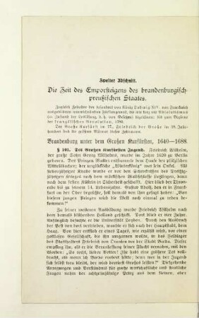 Zweiter Abschnitt. Die Zeit des Emporsteigens des brandenburgisch-preußischen Staates