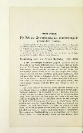 Zweiter Abschnitt. Die Zeit des Emporsteigens des brandenburgisch-preußischen Staates