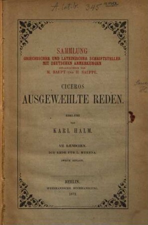 Cicero's ausgewählte Reden, 7. Rede für L. Murena