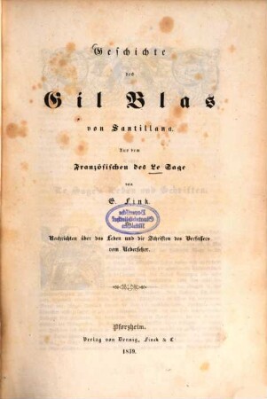 Geschichte des Gil Blas von Santillana