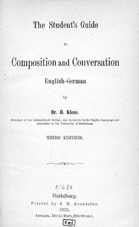 The student's guide to composition and conversation : English-German