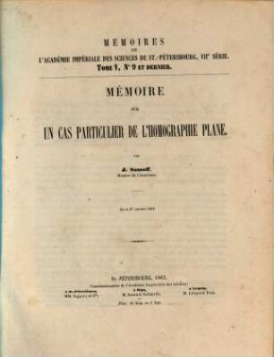 Mémoire sur un cas particulier de l'homographie plane