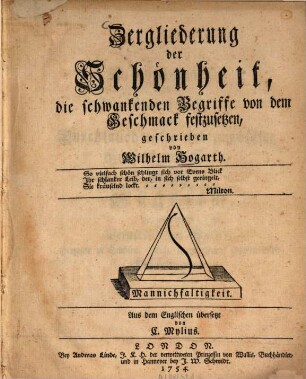 Zergliederung der Schönheit, die schwankenden Begriffe von dem Geschmack festzusetzen