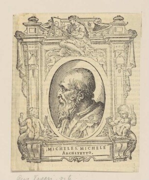 Bildnis des Michele Sanmicheli (aus: Vasari, Vite, 1568)