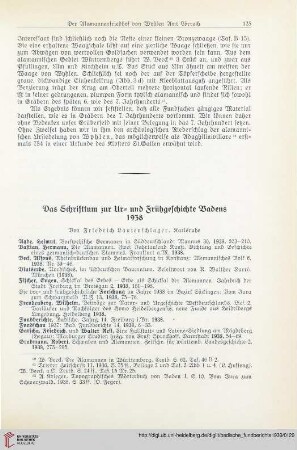 15: Das Schrifttum zur Ur- und Frühgeschichte Badens 1938