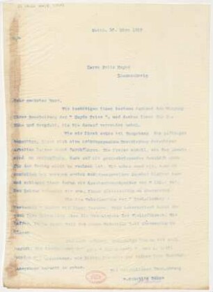Brief an Fritz Meyer : 10.03.1916
