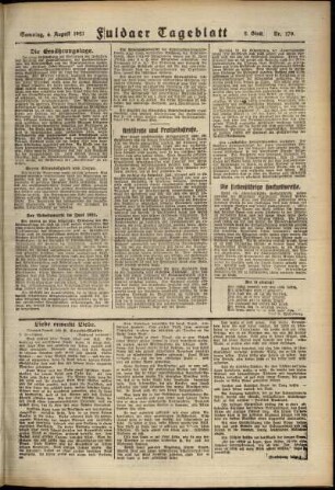 Zweite Ausgabe vom Samstag, den 06. August 1921.