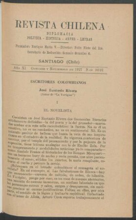 Escritores colombianos - José Eustasio Rivera (autor de "La Vorágine")