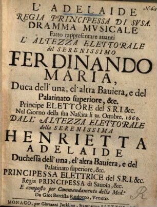 L' Adelaide, regia principessa di Susa : dramma musicale ...