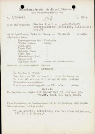 Kehm, Gustav