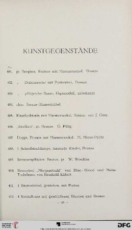 Kunstgegenstände (Nr. 401-808)