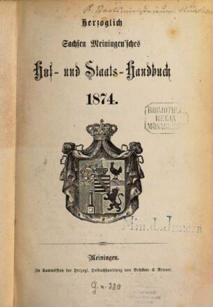 Herzoglich-Sachsen-Meiningen'sches Hof- und Staats-Handbuch, 1874