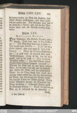 Psalm LXV. Anbetung Gottes.