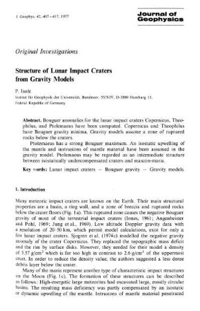 Structure of lunar impact craters from gravity models