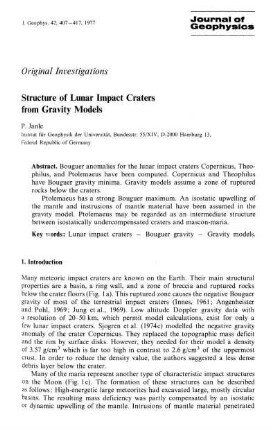 Structure of lunar impact craters from gravity models